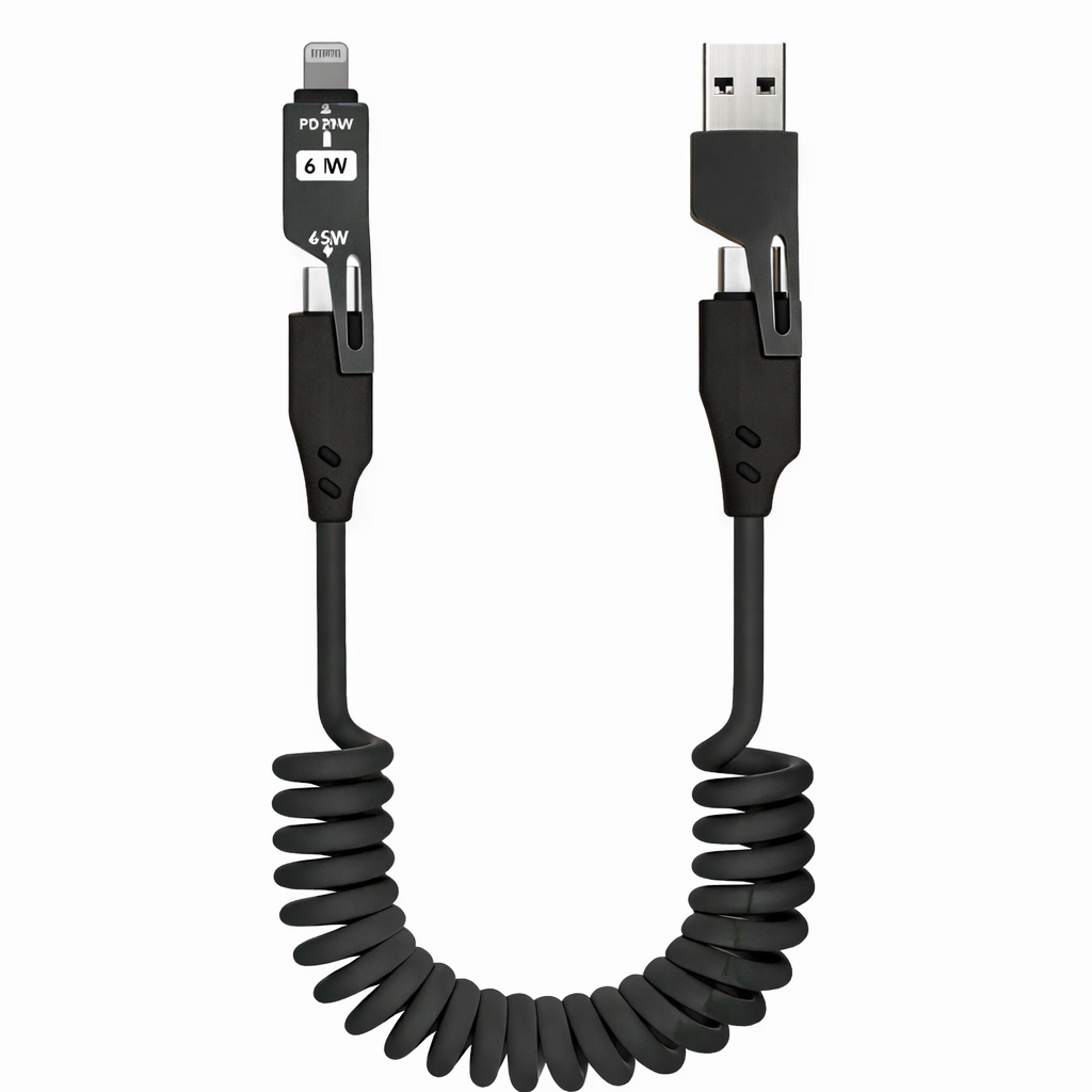 Northly 4-in-1 coiled car charging cable with multiple connectors