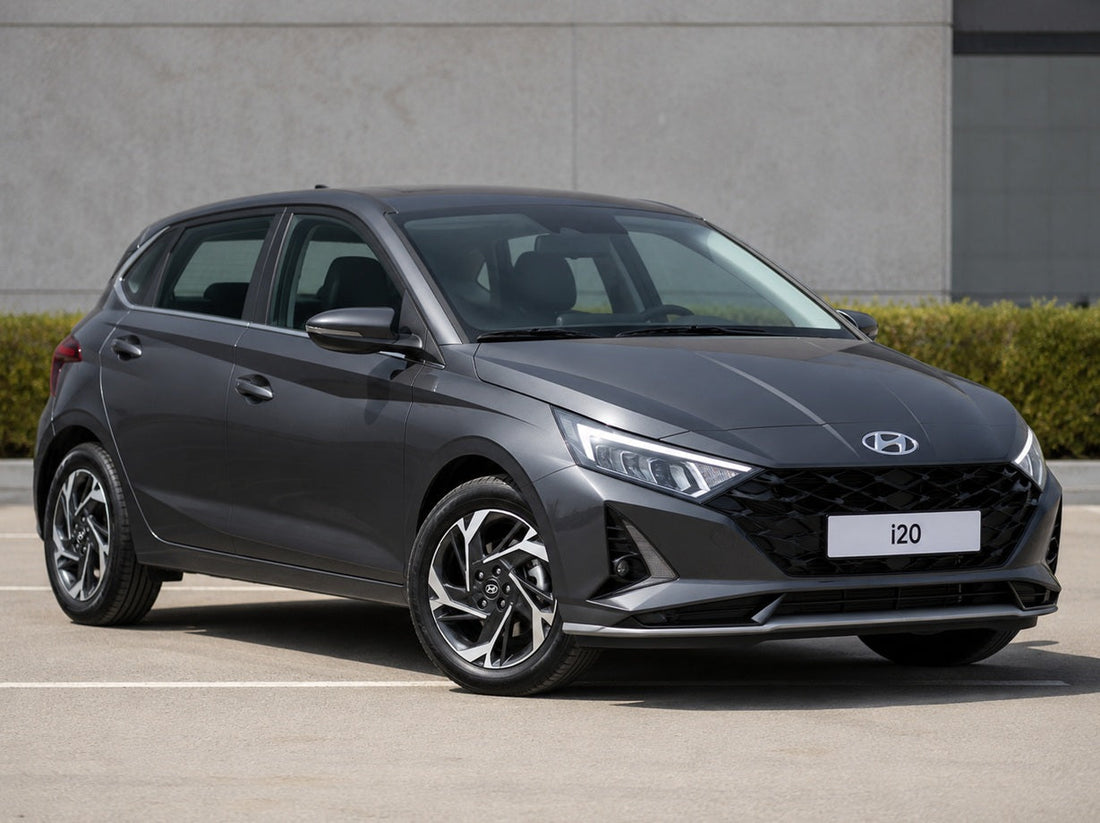 Hyundai i20 in dark grey featured in Northly's wireless CarPlay and Android Auto guide for South African Hyundai owners, covering the i20, Tucson and Creta