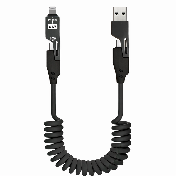 Northly 4-in-1 coiled car charging cable with multiple connectors